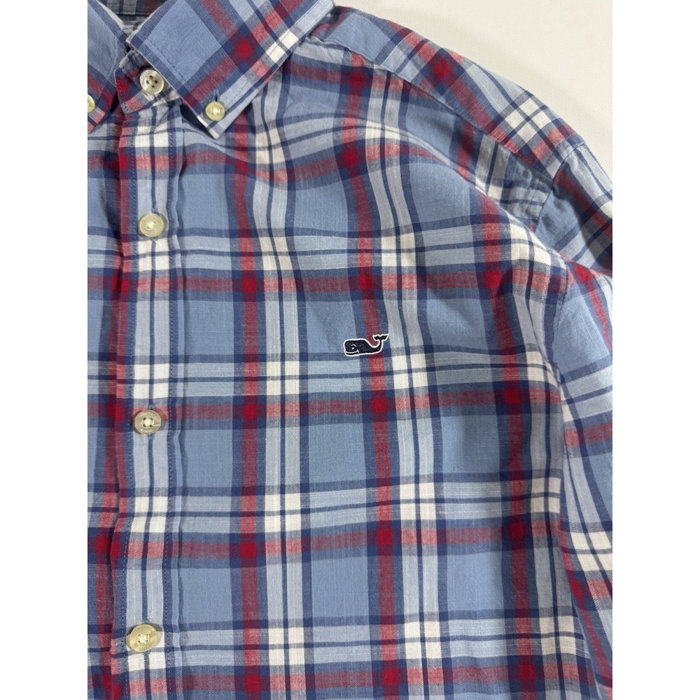 vineyard vine whale shirt Men's Size Small Blue/red/white plaid - Picture 2 of 8